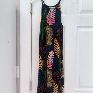 EUC Fighting Eel Painted Palms midi dress sz XS jersey
